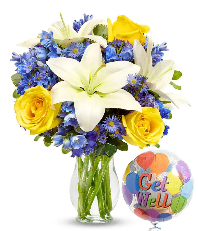 Blue Skies and Sunshine with Get Well Balloon